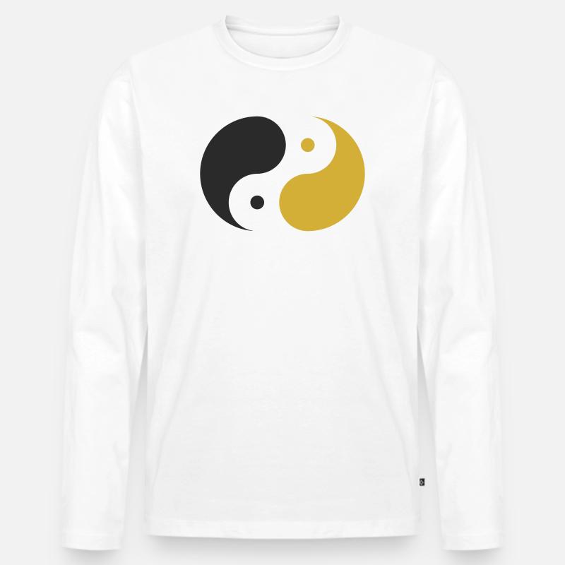 Yin & Yang - Männer Premium Bio Langarmshirt - Weiß