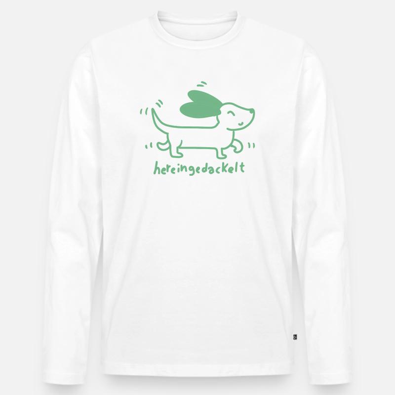  Dackel verspielt, handgezeichnet - Männer Premium Bio Langarmshirt - Weiß