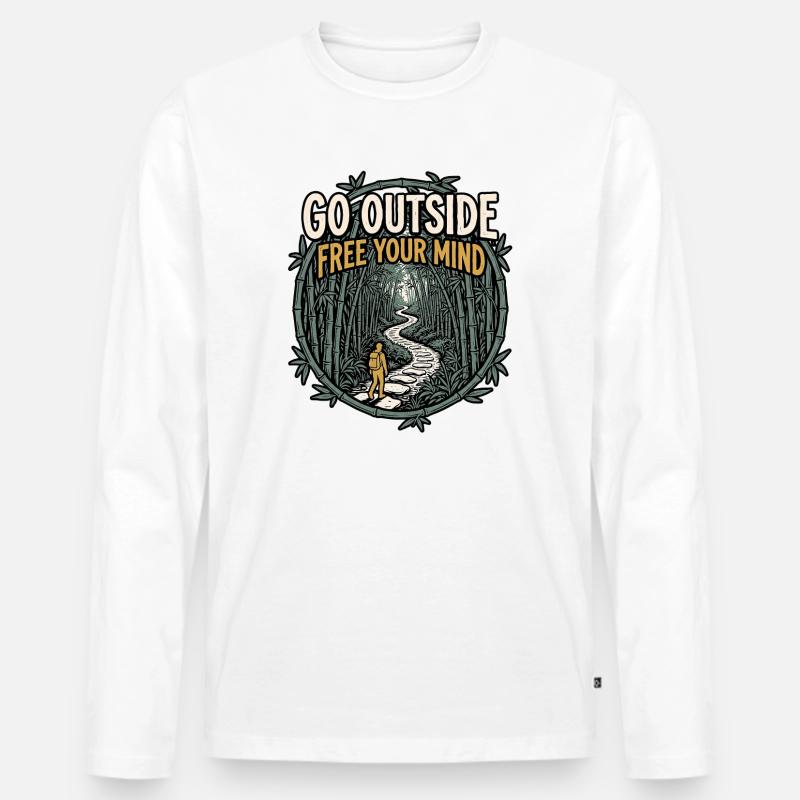 Go Outside Be Free - Männer Premium Bio Langarmshirt - Weiß