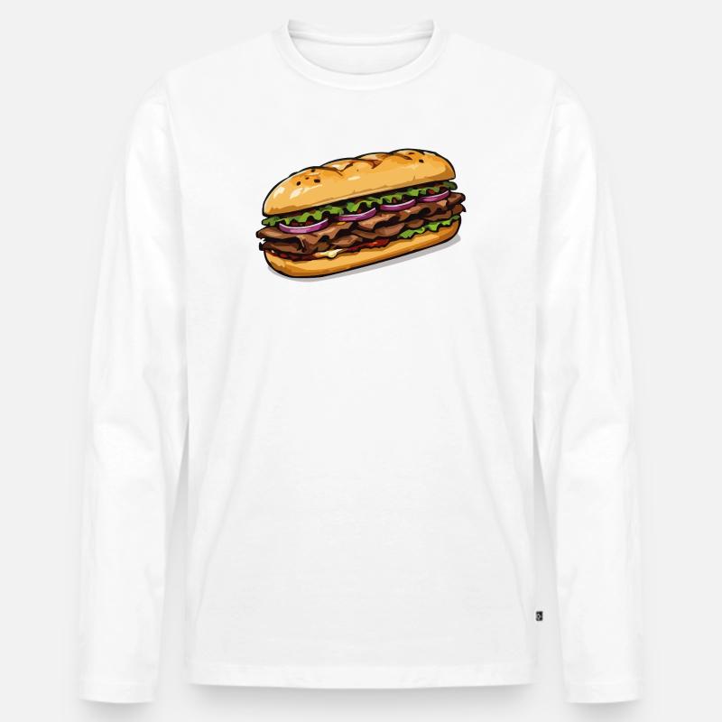 Sandwich Illustration - Männer Premium Bio Langarmshirt - Weiß