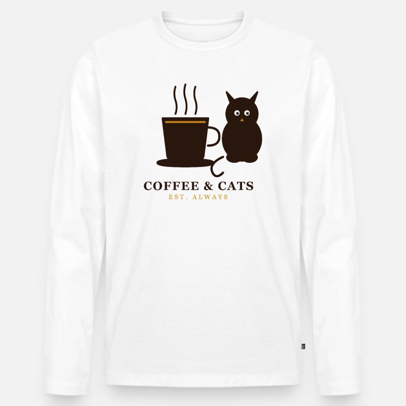 Coffee Cats Gemütliche Momente - Männer Premium Bio Langarmshirt - Weiß
