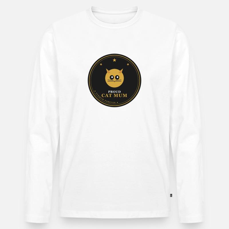 Stolze Katzenmama-Emblem - Männer Premium Bio Langarmshirt - Weiß