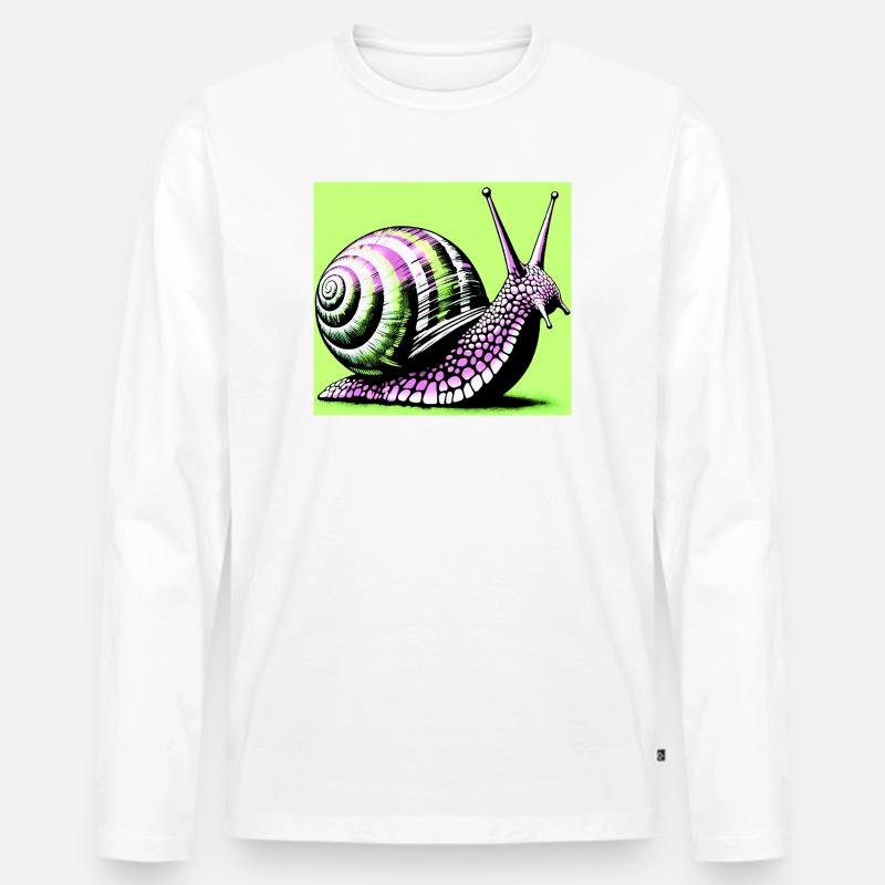 Schnecke - Männer Premium Bio Langarmshirt - Weiß