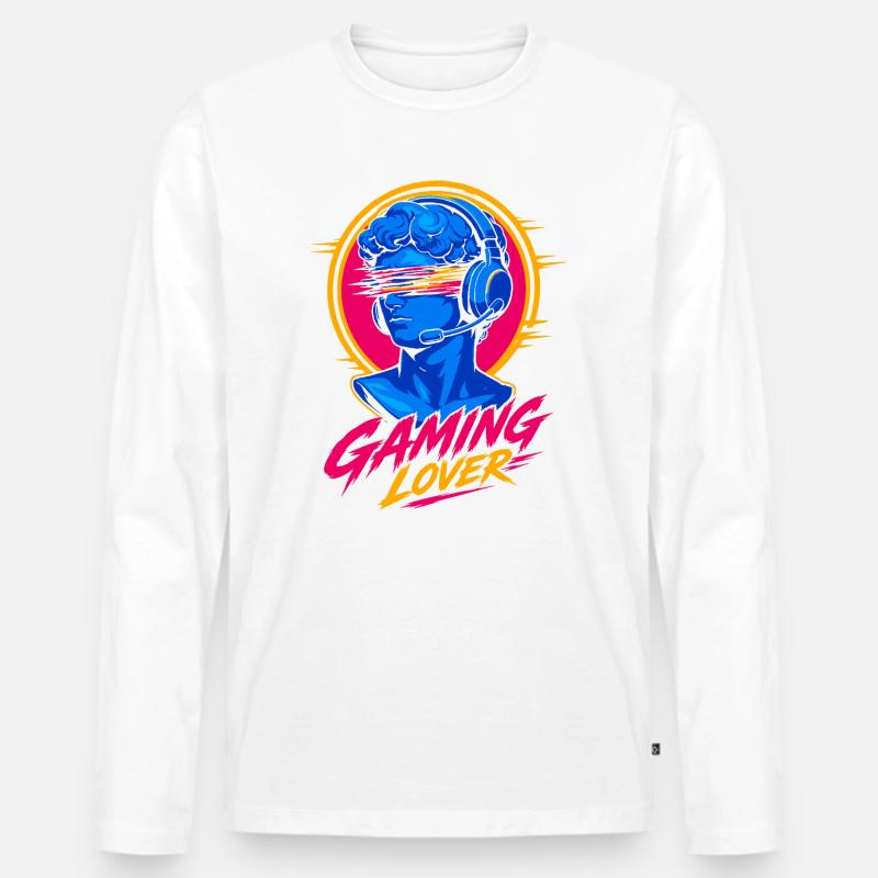 Gaming Lover Neon Headset - Männer Premium Bio Langarmshirt - Weiß
