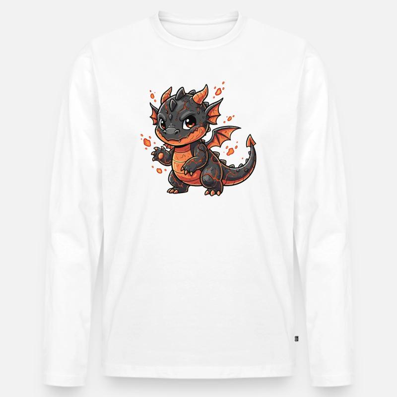 Lava Drache Kuschelheld - Männer Premium Bio Langarmshirt - Weiß