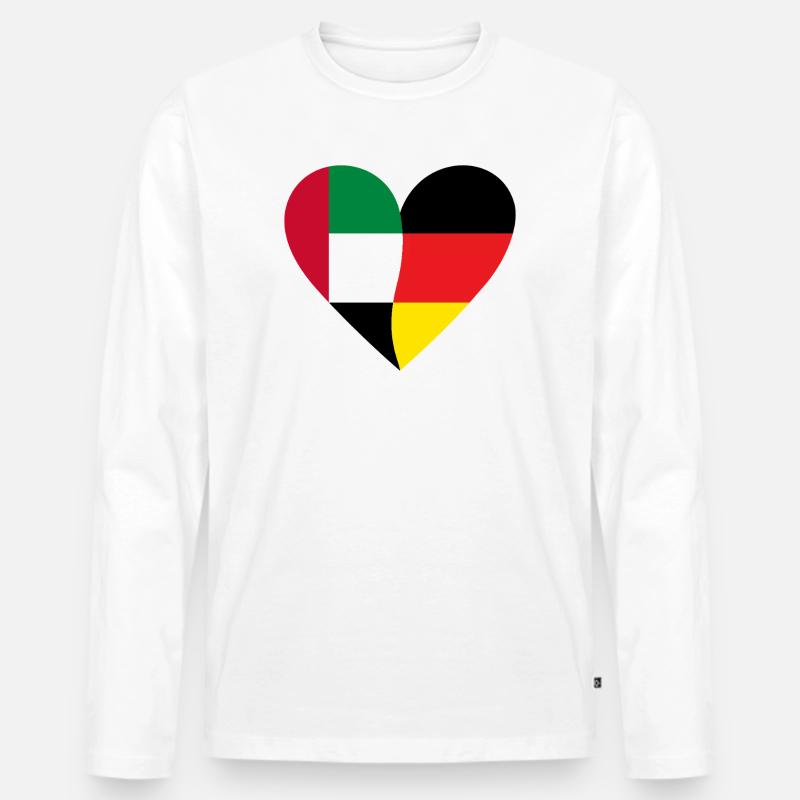 UAE Germany Heart - Männer Premium Bio Langarmshirt - Weiß