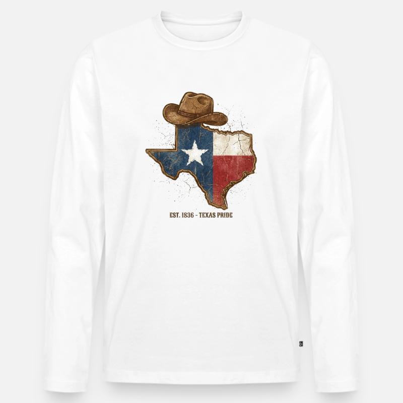 Texas Pride mit Cowboy-Hut - Männer Premium Bio Langarmshirt - Weiß