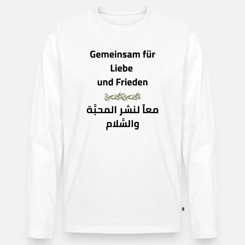 Frieden & Liebe: Gemeinsam - Männer Premium Bio Langarmshirt - Weiß