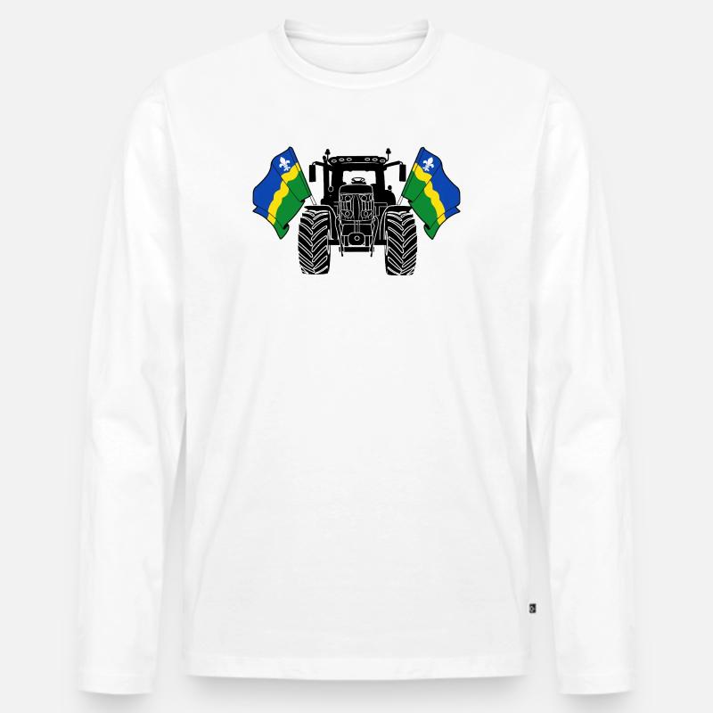 Flevoland_Tractor_Pride - Männer Premium Bio Langarmshirt - Weiß