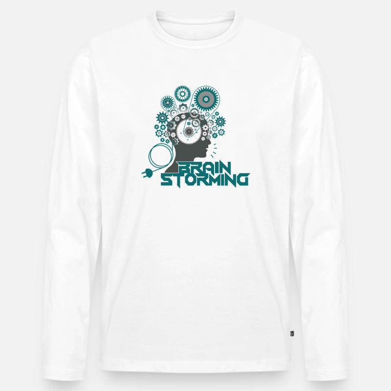 Brainstorming Head – Büro & Office Ideen - Männer Premium Bio Langarmshirt - Weiß