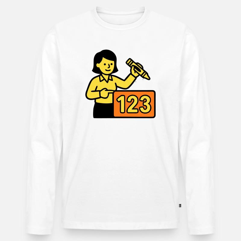 Lehrerin Mathe 123 Schule - Männer Premium Bio Langarmshirt - Weiß