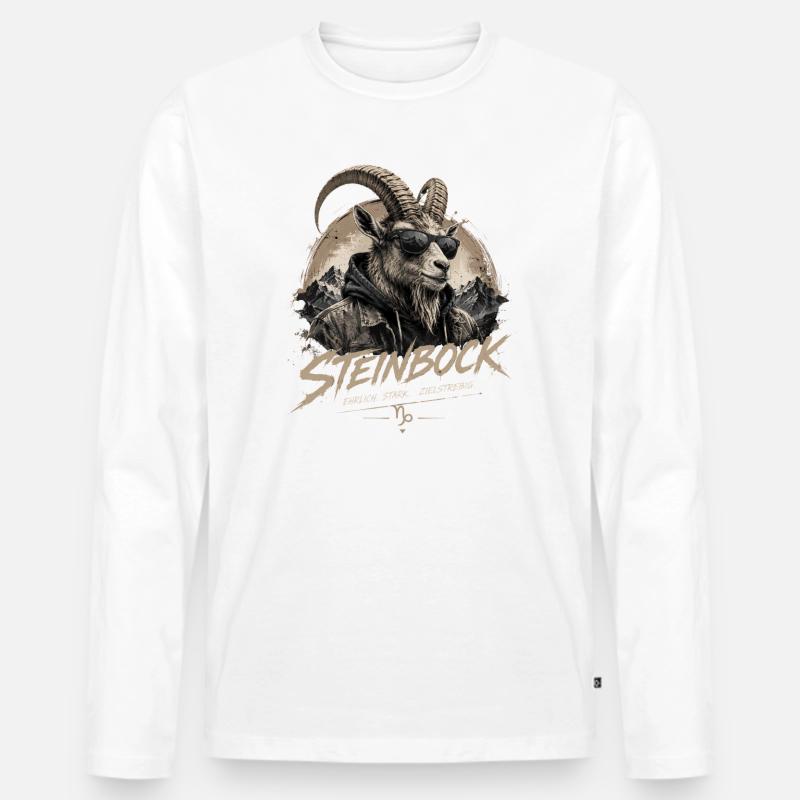 Steinbock Style - Männer Premium Bio Langarmshirt - Weiß