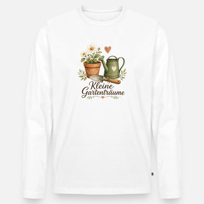 Kleine Gartenträume - Männer Premium Bio Langarmshirt - Weiß