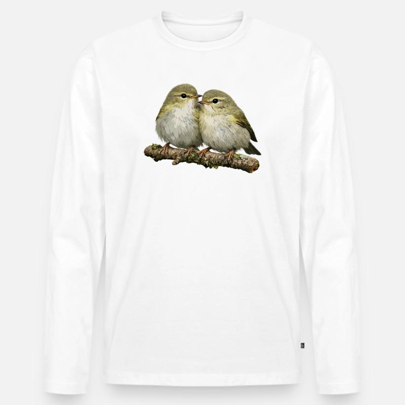 Chiffchaff auf Ast küssen - Männer Premium Bio Langarmshirt - Weiß