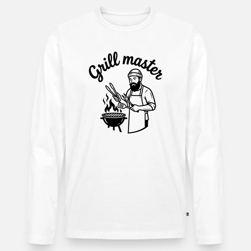 grillen - Männer Premium Bio Langarmshirt - Weiß
