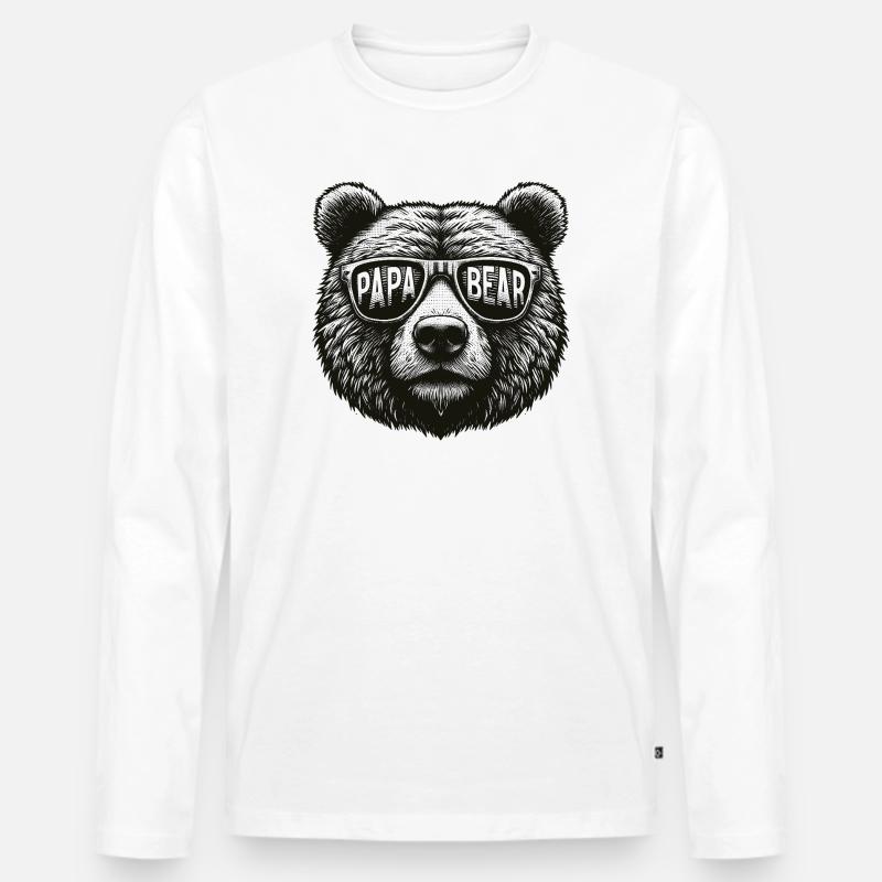 Papa Bear - Männer Premium Bio Langarmshirt - Weiß