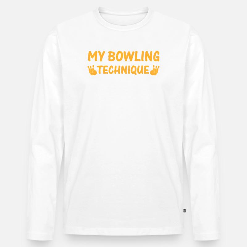 Mein Bowlingtechnik-Abschlag - Männer Premium Bio Langarmshirt - Weiß