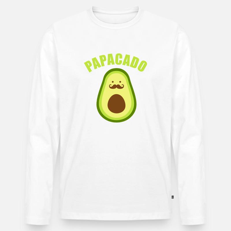 Avocado-Papagado-Schnurrbart - Männer Premium Bio Langarmshirt - Weiß