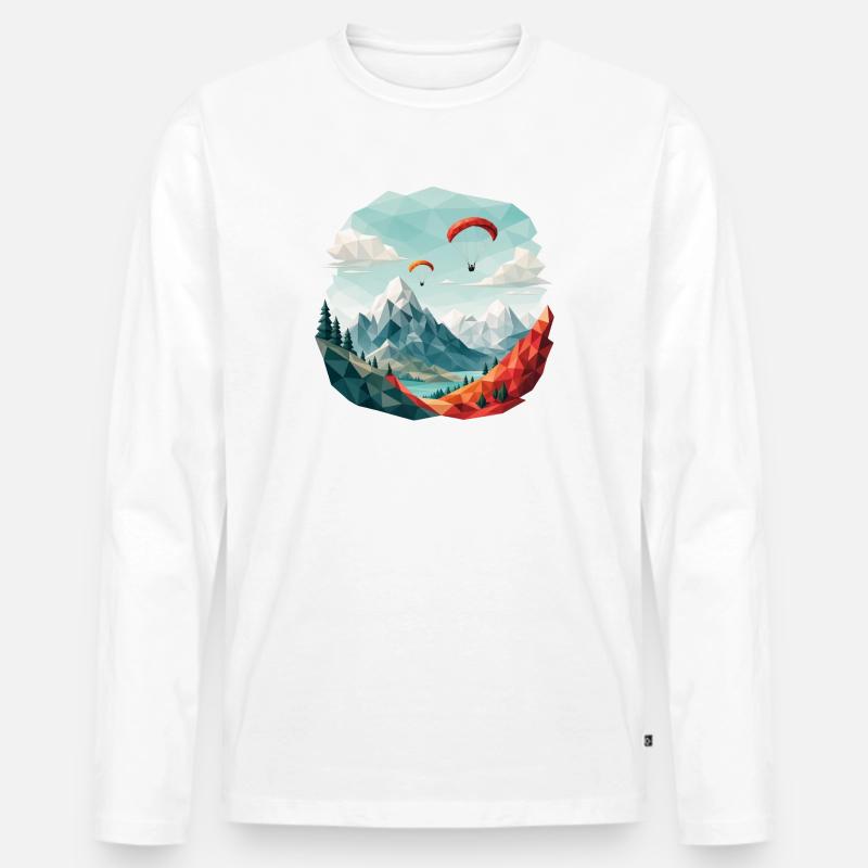 Paragliding Berglandschaft Polygonkunst - Männer Premium Bio Langarmshirt - Weiß