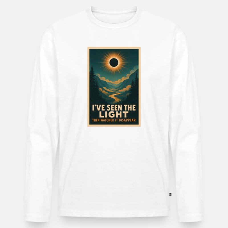 Licht verschwindet | Eclipse - Männer Premium Bio Langarmshirt - Weiß