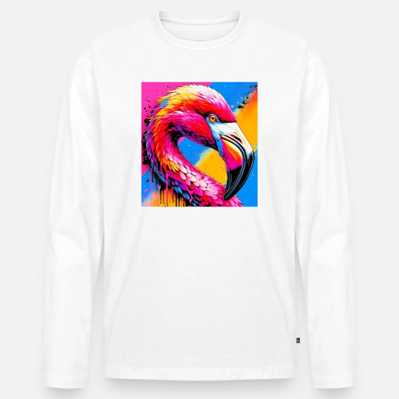 Flamingo - Männer Premium Bio Langarmshirt - Weiß