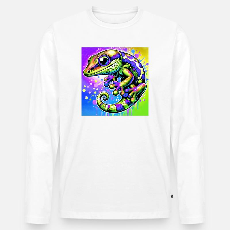 Gecko - Männer Premium Bio Langarmshirt - Weiß