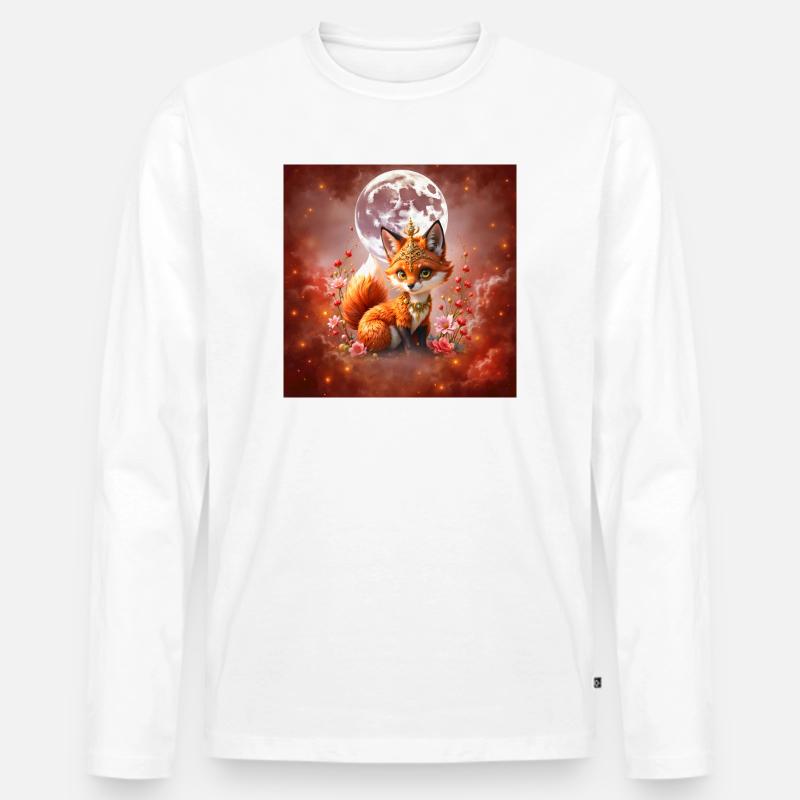 Lunar Fox mit Juwelen - Männer Premium Bio Langarmshirt - Weiß