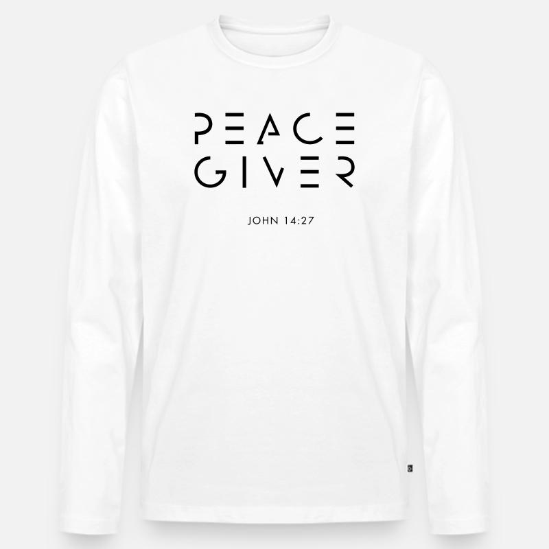 PEACEGIVER - Männer Premium Bio Langarmshirt - Weiß