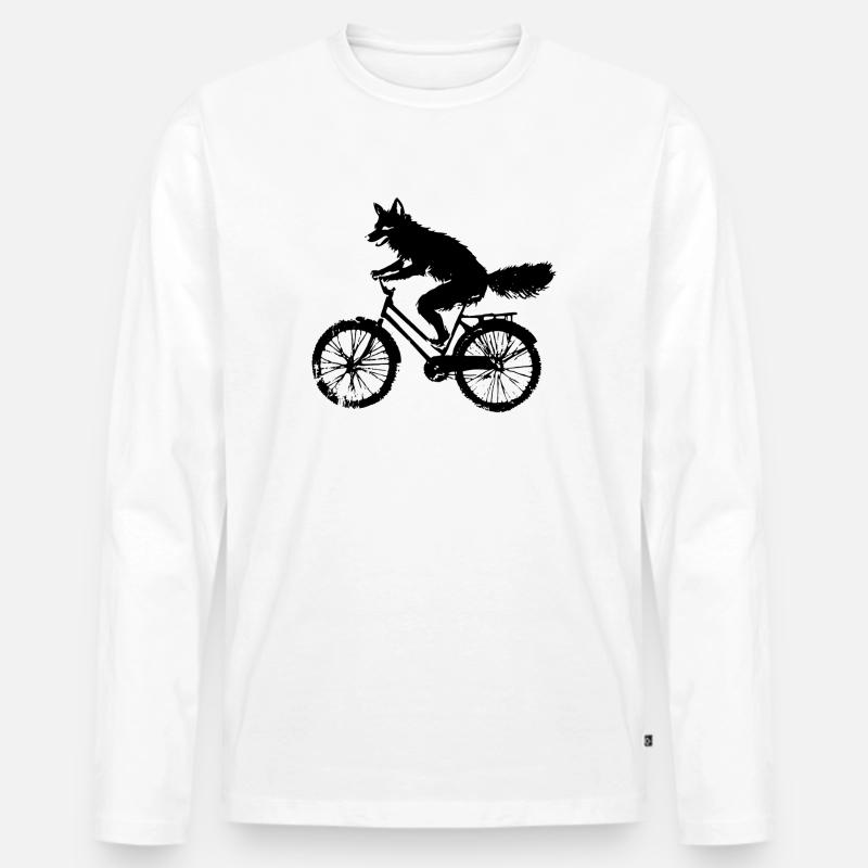 Fahrrad Fuchs - Männer Premium Bio Langarmshirt - Weiß
