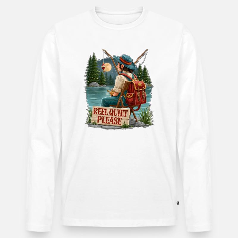 Reel Quiet Please Angel-Szene - Männer Premium Bio Langarmshirt - Weiß