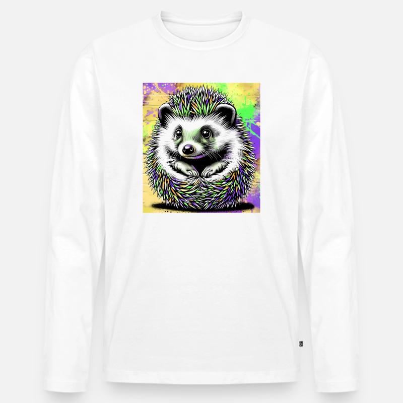 Igel - Männer Premium Bio Langarmshirt - Weiß