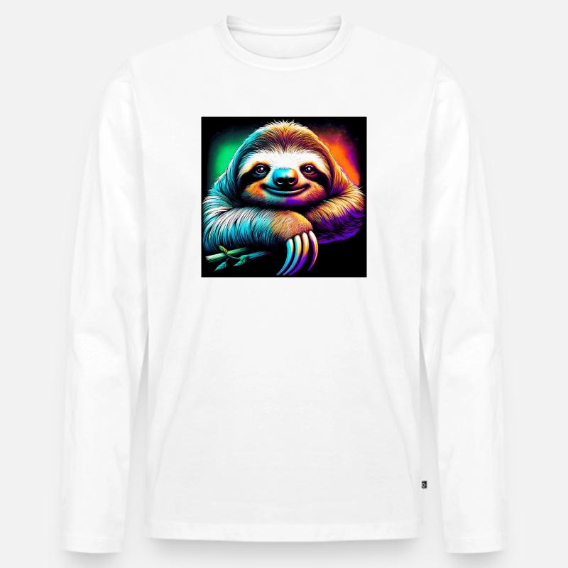 Faultier - Männer Premium Bio Langarmshirt - Weiß