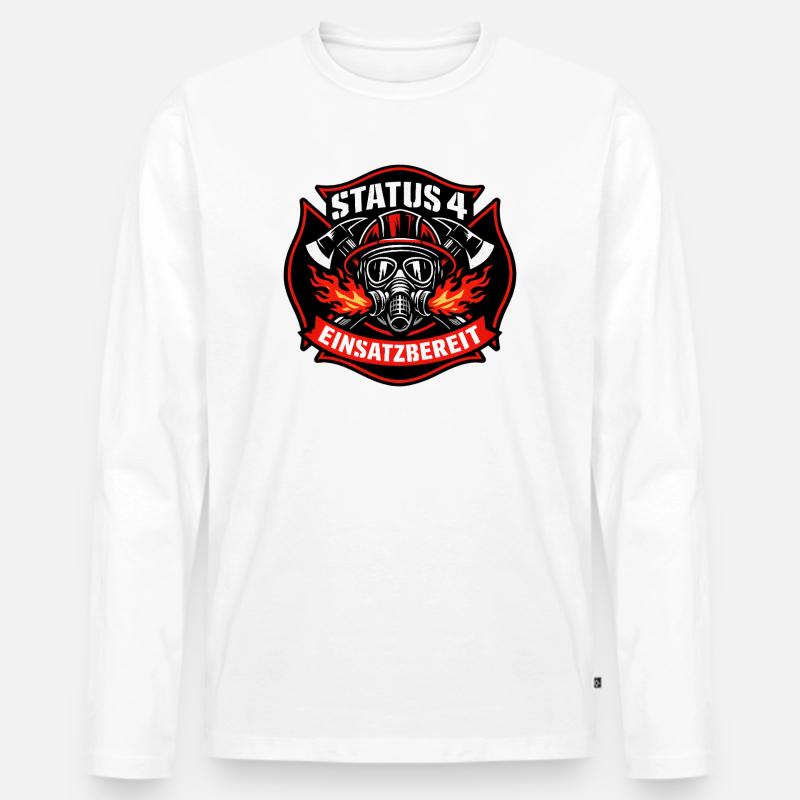 Status 4 Einsatzbereit Logo - Männer Premium Bio Langarmshirt - Weiß