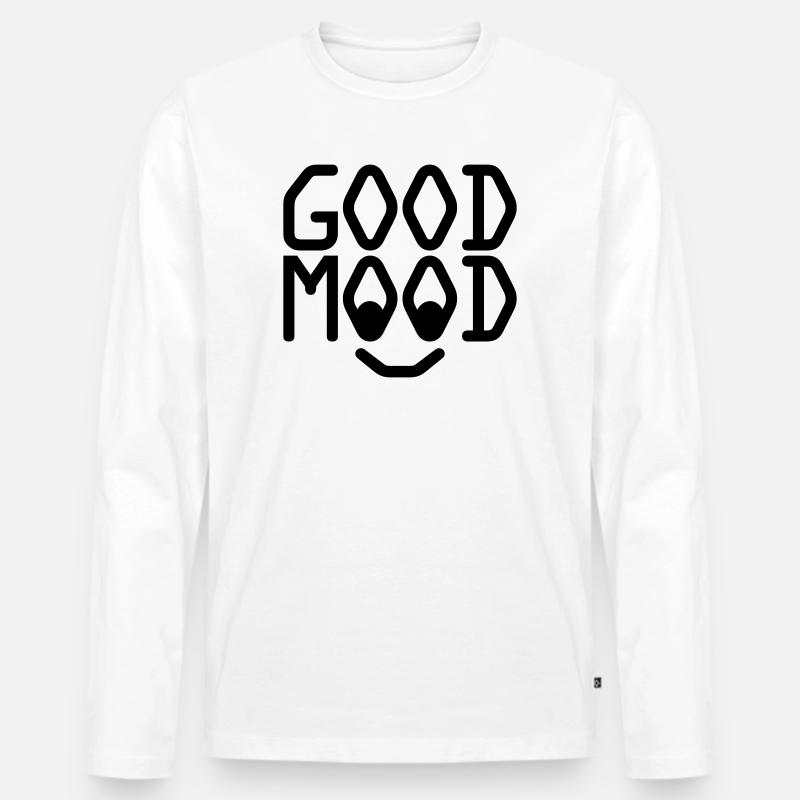 GOOD MOOD - Männer Premium Bio Langarmshirt - Weiß