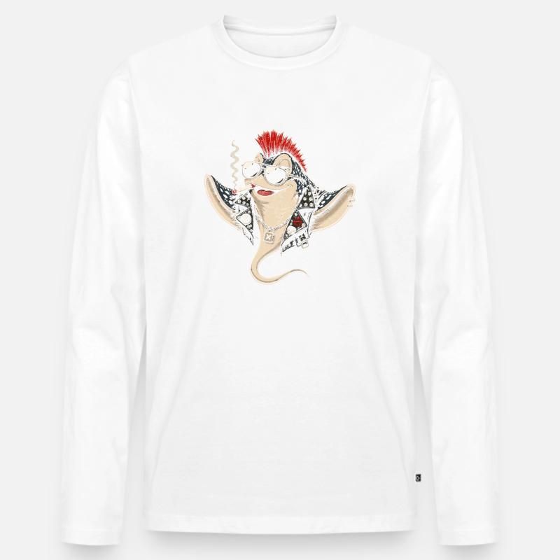 Punk-Rochen mit Mohawk Sonnenbrille - Männer Premium Bio Langarmshirt - Weiß