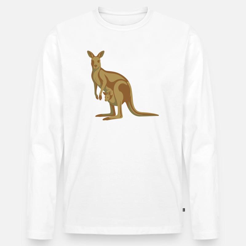 Känguru Mutter mit Nachwuchs - Männer Premium Bio Langarmshirt - Weiß