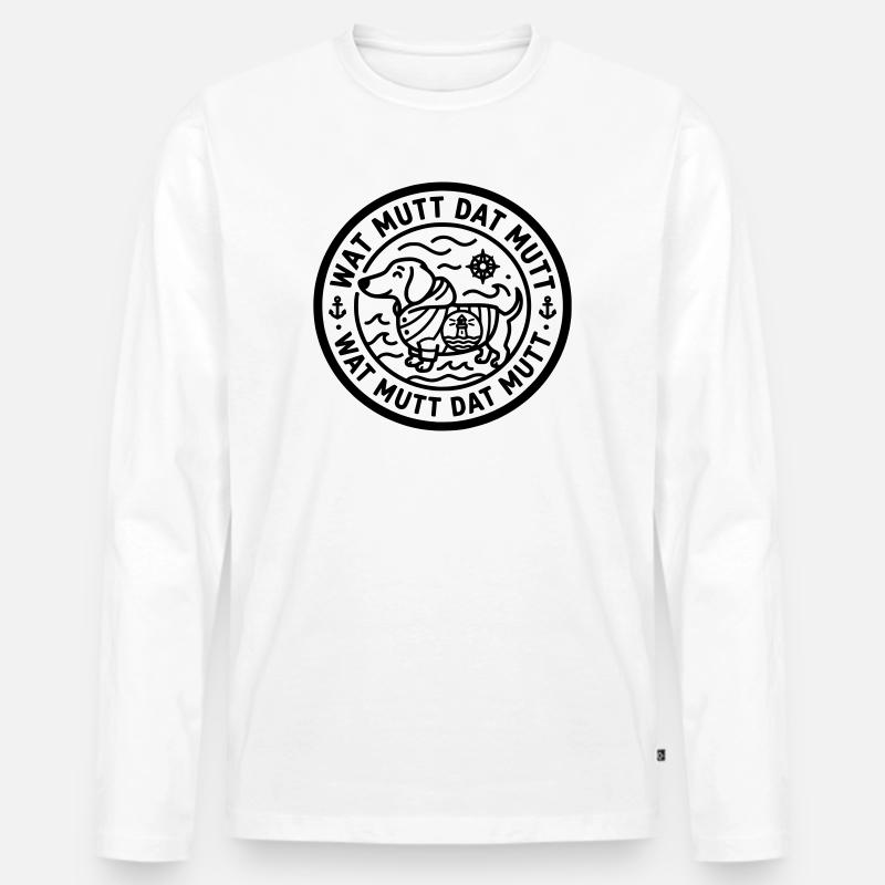 wat mutt dat mutt teckel - T-shirt manches longues Premium bio Homme - blanc