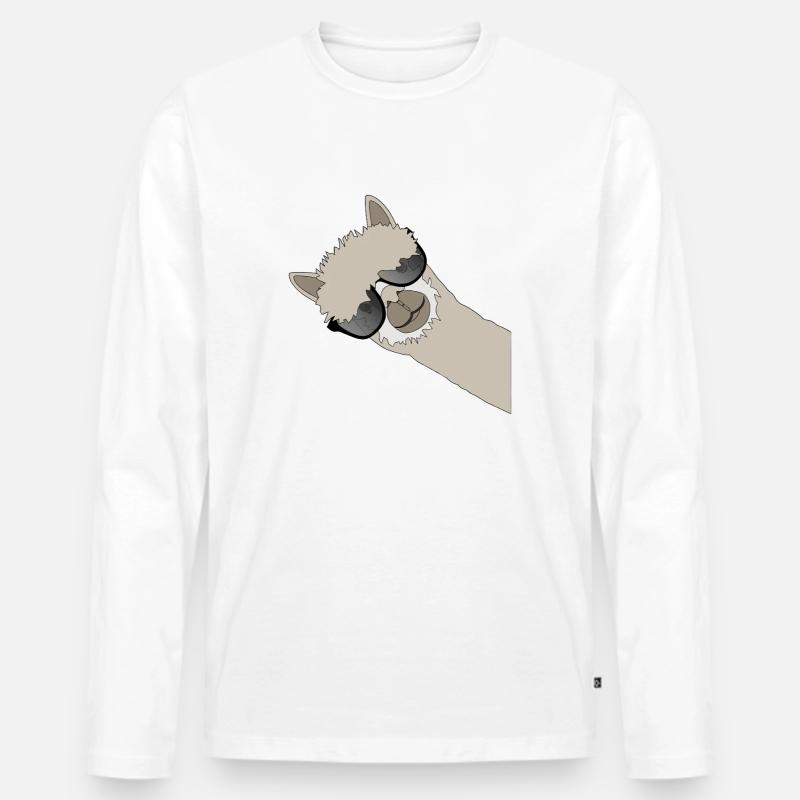 Alpaka - Männer Premium Bio Langarmshirt - Weiß