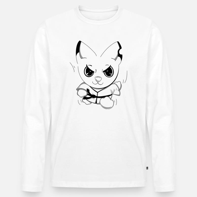 Karateeee - Männer Premium Bio Langarmshirt - Weiß