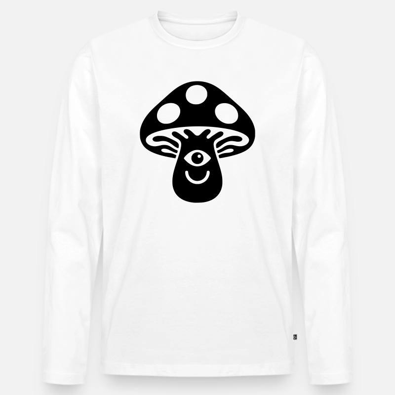 Psychedelischer Pilz mit Auge Motiv - Männer Premium Bio Langarmshirt - Weiß