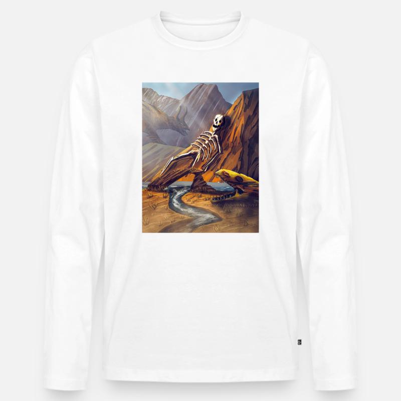 Drachenskelett in der Kanone - Männer Premium Bio Langarmshirt - Weiß
