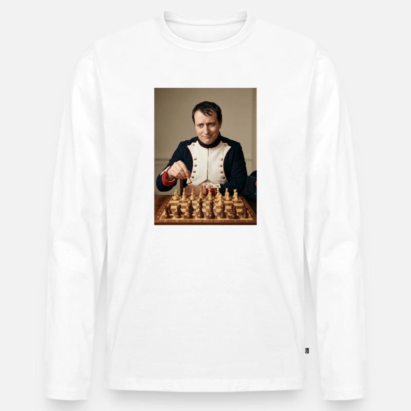 Napoleon spielt Schach. - Männer Premium Bio Langarmshirt - Weiß