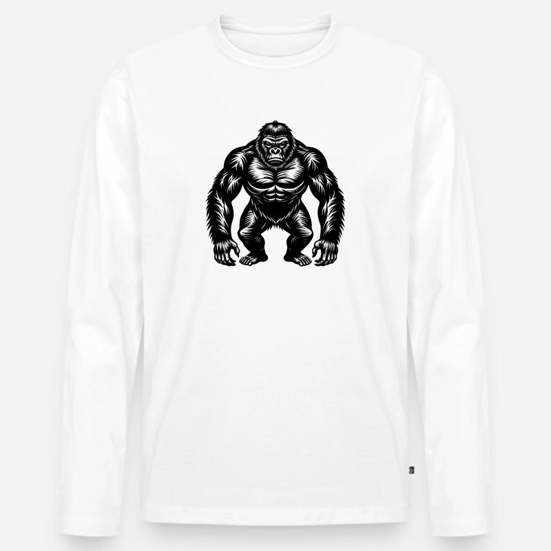 Gorilla - Männer Premium Bio Langarmshirt - Weiß