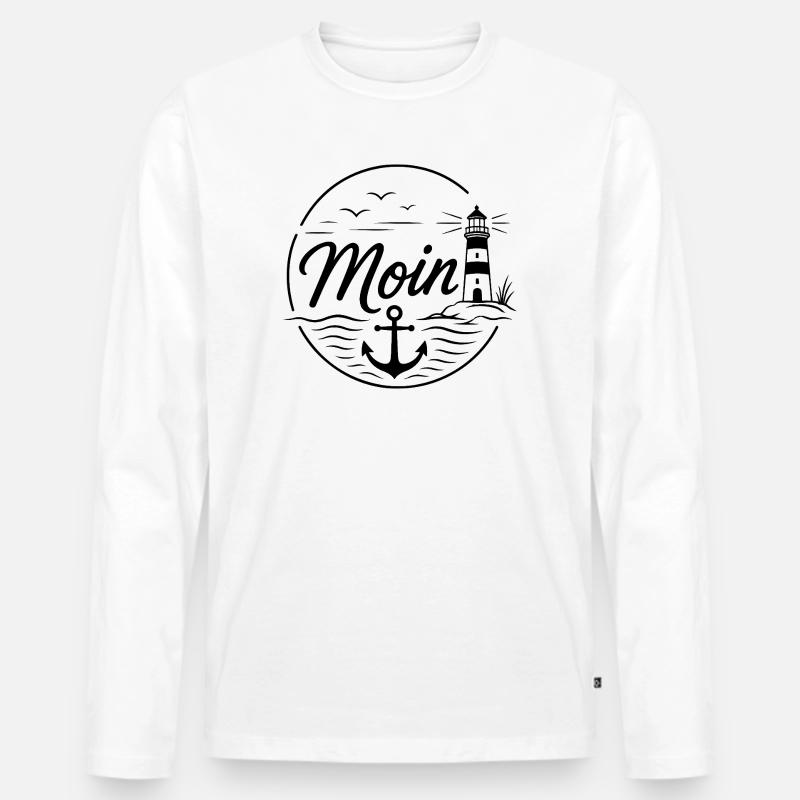 Moin - Männer Premium Bio Langarmshirt - Weiß