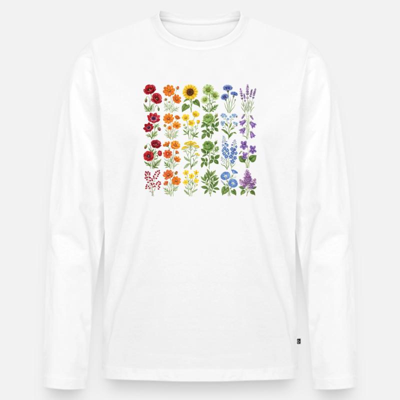 LGBTQ-Pride-Monat – Regenbogenblumen - Männer Premium Bio Langarmshirt - Weiß