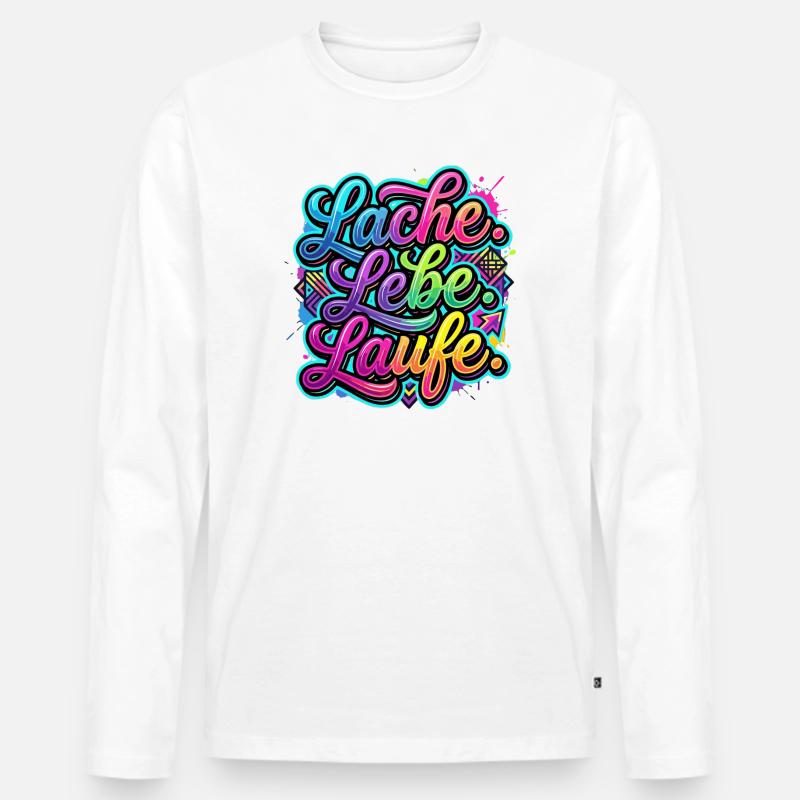 Lache Lebe Laufe Graffiti - Männer Premium Bio Langarmshirt - Weiß
