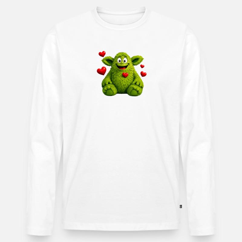 Monster - Männer Premium Bio Langarmshirt - Weiß