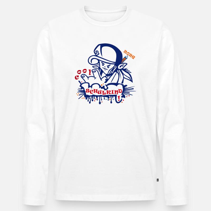 Schulkind - Männer Premium Bio Langarmshirt - Weiß