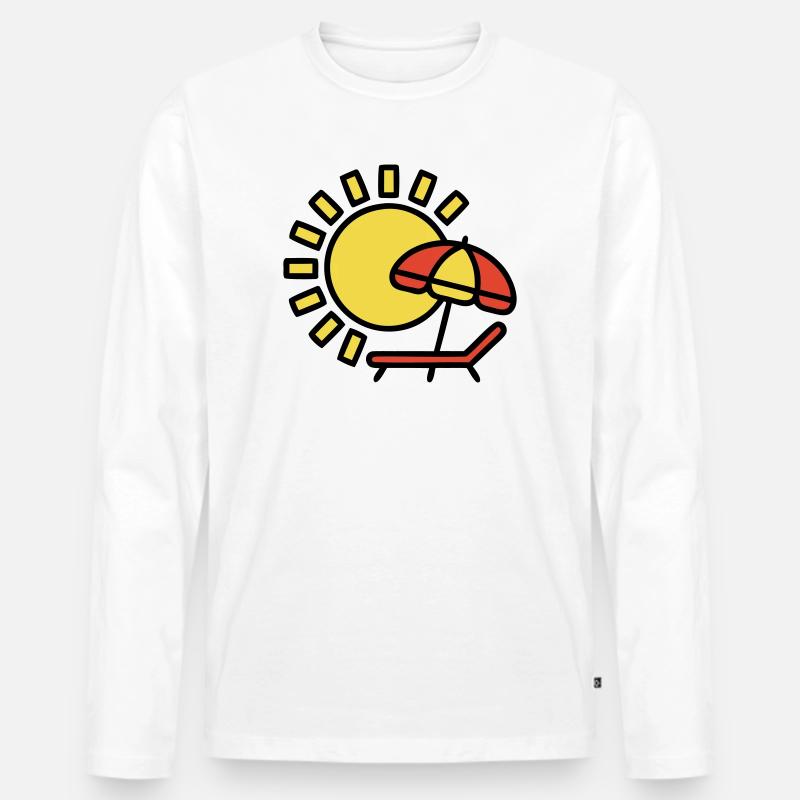 Strandliege Sonne Sonnenschirm Sommerurlaub - Männer Premium Bio Langarmshirt - Weiß