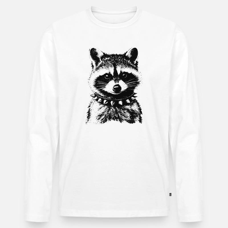Punk Waschbär - Männer Premium Bio Langarmshirt - Weiß